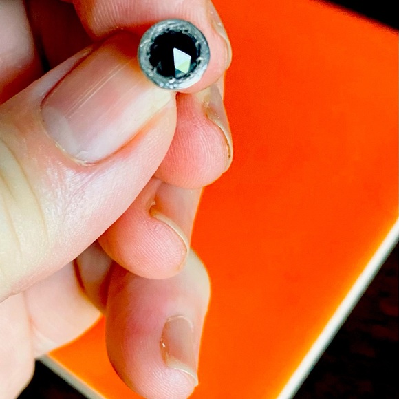 Black diamond sterling silver bezel earrings